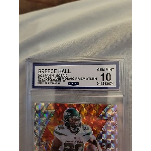 Breece Hall 2023 Panini Mosaic #TL-BH - Thunder Lane - Prizm -NY Jets CCG 10 GEM - Picture 3 of 6